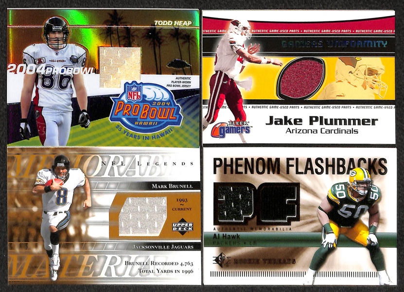 Lot of 50 Certified Football Relic Cards (Mostly Game-Worn Jersey Cards) w/ P. Manning, Brees, Urlacher, T. Brown, ...